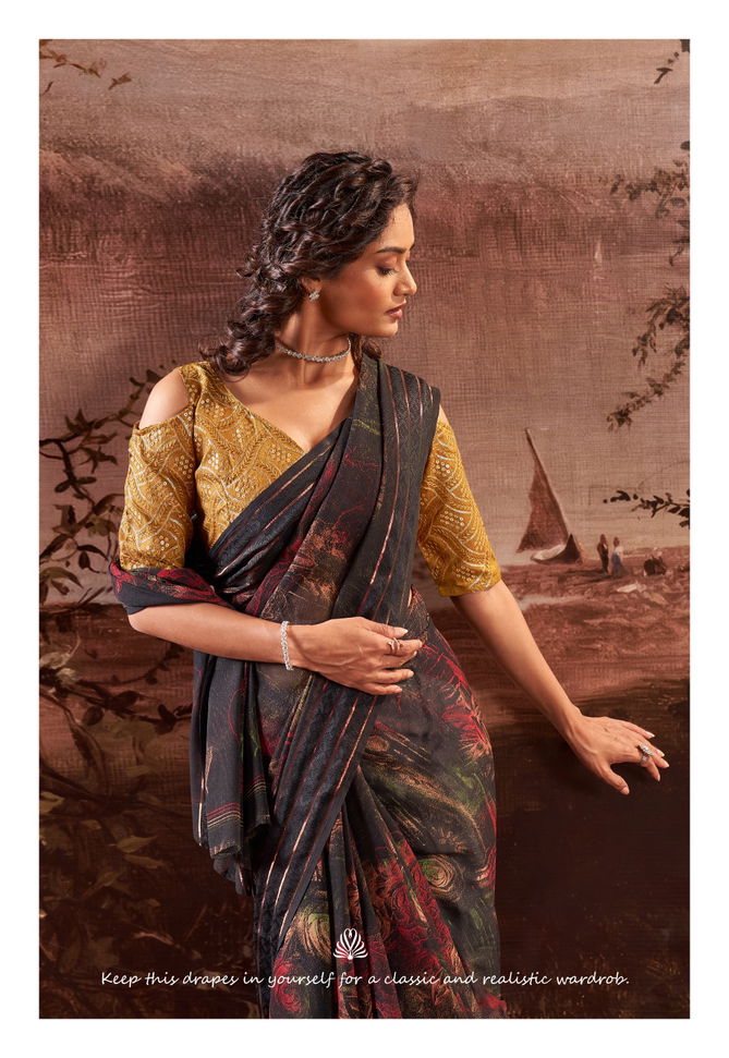 Stavan Elva Embroidery Georgette Chiffon Sarees Catalog
